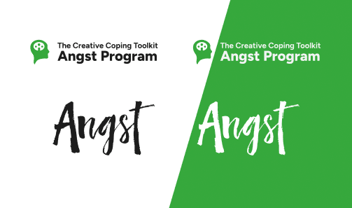 Preview of Creative Coping Toolkit and Angst program logos in color and monochrome