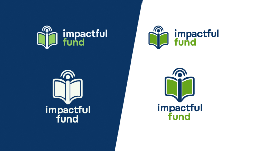 Impactful Fund logo preview: horizontal and stacked marks on navy and white backgrounds